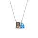 1 - Arika 1.05 ctw Emerald Shape Smoky Quartz with Pear Shape Blue Topaz Toi Et Moi Women Pendant Necklace 