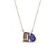 1 - Arika 0.90 ctw Emerald Shape Smoky Quartz with Pear Shape Iolite Toi Et Moi Women Pendant Necklace 