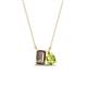 1 - Arika 1.05 ctw Emerald Shape Smoky Quartz with Pear Shape Peridot Toi Et Moi Women Pendant Necklace 