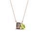 1 - Arika 1.05 ctw Emerald Shape Smoky Quartz with Pear Shape Peridot Toi Et Moi Women Pendant Necklace 