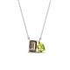 1 - Arika 1.05 ctw Emerald Shape Smoky Quartz with Pear Shape Peridot Toi Et Moi Women Pendant Necklace 