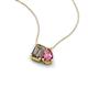 3 - Arika 1.00 ctw Emerald Shape Smoky Quartz with Pear Shape Pink Tourmaline Toi Et Moi Women Pendant Necklace 