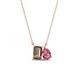 1 - Arika 1.00 ctw Emerald Shape Smoky Quartz with Pear Shape Pink Tourmaline Toi Et Moi Women Pendant Necklace 