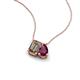 3 - Arika 1.10 ctw Emerald Shape Smoky Quartz with Pear Shape Rhodolite Garnet Toi Et Moi Women Pendant Necklace 
