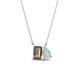 1 - Arika 0.80 ctw Emerald Shape Smoky Quartz with Pear Shape Opal Toi Et Moi Women Pendant Necklace 