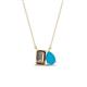 1 - Arika 0.80 ctw Emerald Shape Smoky Quartz with Pear Shape Turquoise Toi Et Moi Women Pendant Necklace 