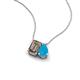 3 - Arika 0.80 ctw Emerald Shape Smoky Quartz with Pear Shape Turquoise Toi Et Moi Women Pendant Necklace 