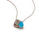 3 - Arika 0.80 ctw Emerald Shape Smoky Quartz with Pear Shape Turquoise Toi Et Moi Women Pendant Necklace 