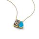 3 - Arika 0.80 ctw Emerald Shape Smoky Quartz with Pear Shape Turquoise Toi Et Moi Women Pendant Necklace 