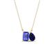 1 - Arika 1.05 ctw Emerald Shape Tanzanite with Pear Shape Created Blue Sapphire Toi Et Moi Women Pendant Necklace 