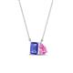 1 - Arika 1.05 ctw Emerald Shape Tanzanite with Pear Shape Created Pink Sapphire Toi Et Moi Women Pendant Necklace 