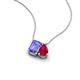 3 - Arika 1.05 ctw Emerald Shape Tanzanite with Pear Shape Created Ruby Toi Et Moi Women Pendant Necklace 