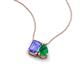 3 - Arika 0.93 ctw Emerald Shape Tanzanite with Pear Shape Created Emerald Toi Et Moi Women Pendant Necklace 