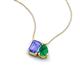3 - Arika 0.93 ctw Emerald Shape Tanzanite with Pear Shape Created Emerald Toi Et Moi Women Pendant Necklace 