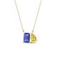 1 - Arika 1.05 ctw Emerald Shape Tanzanite with Pear Shape Created Yellow Sapphire Toi Et Moi Women Pendant Necklace 