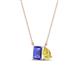 1 - Arika 1.05 ctw Emerald Shape Tanzanite with Pear Shape Created Yellow Sapphire Toi Et Moi Women Pendant Necklace 