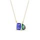 1 - Arika 1.09 ctw Emerald Shape Tanzanite with Pear Shape Created Alexandrite Toi Et Moi Women Pendant Necklace 