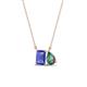 1 - Arika 1.09 ctw Emerald Shape Tanzanite with Pear Shape Created Alexandrite Toi Et Moi Women Pendant Necklace 