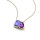 3 - Arika 1.00 ctw Emerald Shape Tanzanite with Pear Shape Amethyst Toi Et Moi Women Pendant Necklace 