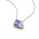 3 - Arika 0.95 ctw Emerald Shape Tanzanite with Pear Shape Aquamarine Toi Et Moi Women Pendant Necklace 