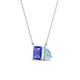1 - Arika 0.95 ctw Emerald Shape Tanzanite with Pear Shape Aquamarine Toi Et Moi Women Pendant Necklace 