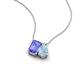 3 - Arika 0.95 ctw Emerald Shape Tanzanite with Pear Shape Aquamarine Toi Et Moi Women Pendant Necklace 