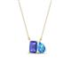 1 - Arika 1.10 ctw Emerald Shape Tanzanite with Pear Shape Blue Topaz Toi Et Moi Women Pendant Necklace 