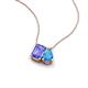 3 - Arika 1.10 ctw Emerald Shape Tanzanite with Pear Shape Blue Topaz Toi Et Moi Women Pendant Necklace 