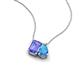 3 - Arika 1.10 ctw Emerald Shape Tanzanite with Pear Shape Blue Topaz Toi Et Moi Women Pendant Necklace 