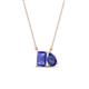 1 - Arika 0.95 ctw Emerald Shape Tanzanite with Pear Shape Iolite Toi Et Moi Women Pendant Necklace 