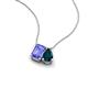 3 - Arika 1.10 ctw Emerald Shape Tanzanite with Pear Shape London Blue Topaz Toi Et Moi Women Pendant Necklace 