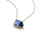 3 - Arika 1.10 ctw Emerald Shape Tanzanite with Pear Shape London Blue Topaz Toi Et Moi Women Pendant Necklace 