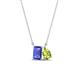 1 - Arika 1.10 ctw Emerald Shape Tanzanite with Pear Shape Peridot Toi Et Moi Women Pendant Necklace 