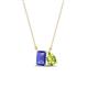 1 - Arika 1.10 ctw Emerald Shape Tanzanite with Pear Shape Peridot Toi Et Moi Women Pendant Necklace 