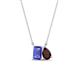 1 - Arika 1.15 ctw Emerald Shape Tanzanite with Pear Shape Red Garnet Toi Et Moi Women Pendant Necklace 