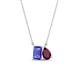 1 - Arika 1.15 ctw Emerald Shape Tanzanite with Pear Shape Rhodolite Garnet Toi Et Moi Women Pendant Necklace 