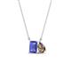 1 - Arika 0.95 ctw Emerald Shape Tanzanite with Pear Shape Smoky Quartz Toi Et Moi Women Pendant Necklace 