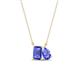 1 - Arika 1.05 ctw Emerald Shape with Pear Shape Tanzanite Toi Et Moi Women Pendant Necklace 