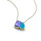 3 - Arika 0.85 ctw Emerald Shape Tanzanite with Pear Shape Turquoise Toi Et Moi Women Pendant Necklace 