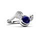 3 - Nerida 1.73 ctw Cushion Shape Created Blue Sapphire (6.00 mm) and Princess Shape Lab Grown Diamond Women Toi Et Moi Wave Engagement Ring 