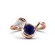 1 - Nerida 1.73 ctw Cushion Shape Created Blue Sapphire (6.00 mm) and Princess Shape Lab Grown Diamond Women Toi Et Moi Wave Engagement Ring 