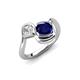 4 - Nerida 1.73 ctw Cushion Shape Created Blue Sapphire (6.00 mm) and Princess Shape Lab Grown Diamond Women Toi Et Moi Wave Engagement Ring 