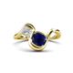 1 - Nerida 1.73 ctw Cushion Shape Created Blue Sapphire (6.00 mm) and Princess Shape Lab Grown Diamond Women Toi Et Moi Wave Engagement Ring 