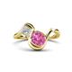 1 - Nerida 1.70 ctw Cushion Shape Created Pink Sapphire (6.00 mm) and Princess Shape Lab Grown Diamond Women Toi Et Moi Wave Engagement Ring 
