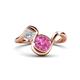 1 - Nerida 1.70 ctw Cushion Shape Created Pink Sapphire (6.00 mm) and Princess Shape Lab Grown Diamond Women Toi Et Moi Wave Engagement Ring 