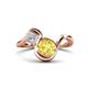 1 - Nerida 1.73 ctw Cushion Shape Created Yellow Sapphire (6.00 mm) and Princess Shape Lab Grown Diamond Women Toi Et Moi Wave Engagement Ring 