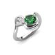 4 - Nerida 1.30 ctw Cushion Shape Created Emerald (6.00 mm) and Princess Shape Lab Grown Diamond Women Toi Et Moi Wave Engagement Ring 