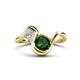 1 - Nerida 1.30 ctw Cushion Shape Created Emerald (6.00 mm) and Princess Shape Lab Grown Diamond Women Toi Et Moi Wave Engagement Ring 