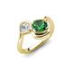 4 - Nerida 1.30 ctw Cushion Shape Created Emerald (6.00 mm) and Princess Shape Lab Grown Diamond Women Toi Et Moi Wave Engagement Ring 