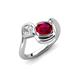 4 - Nerida 1.73 ctw Cushion Shape Created Ruby (6.00 mm) and Princess Shape Lab Grown Diamond Women Toi Et Moi Wave Engagement Ring 